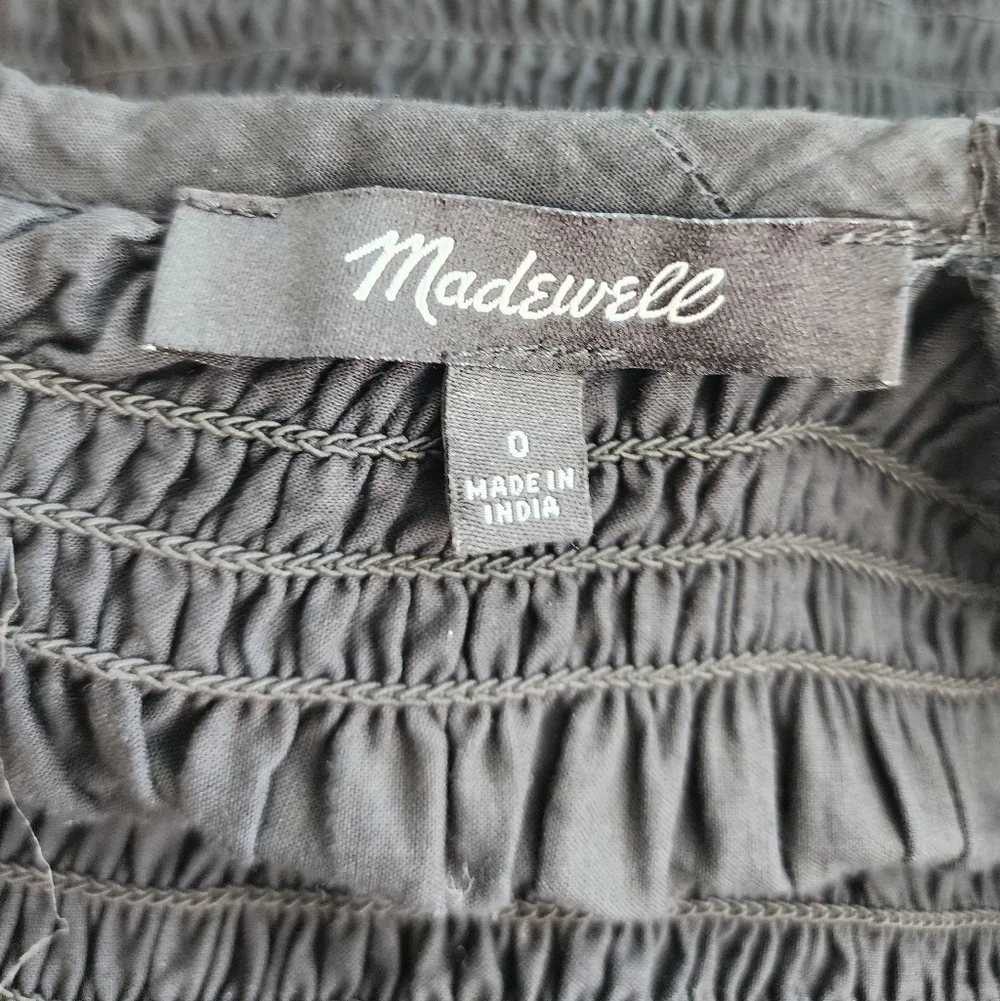 Madewell Madilynn Ruffle Neck Lucie Black Midi Dress Size 0 - Picture 2 of 14